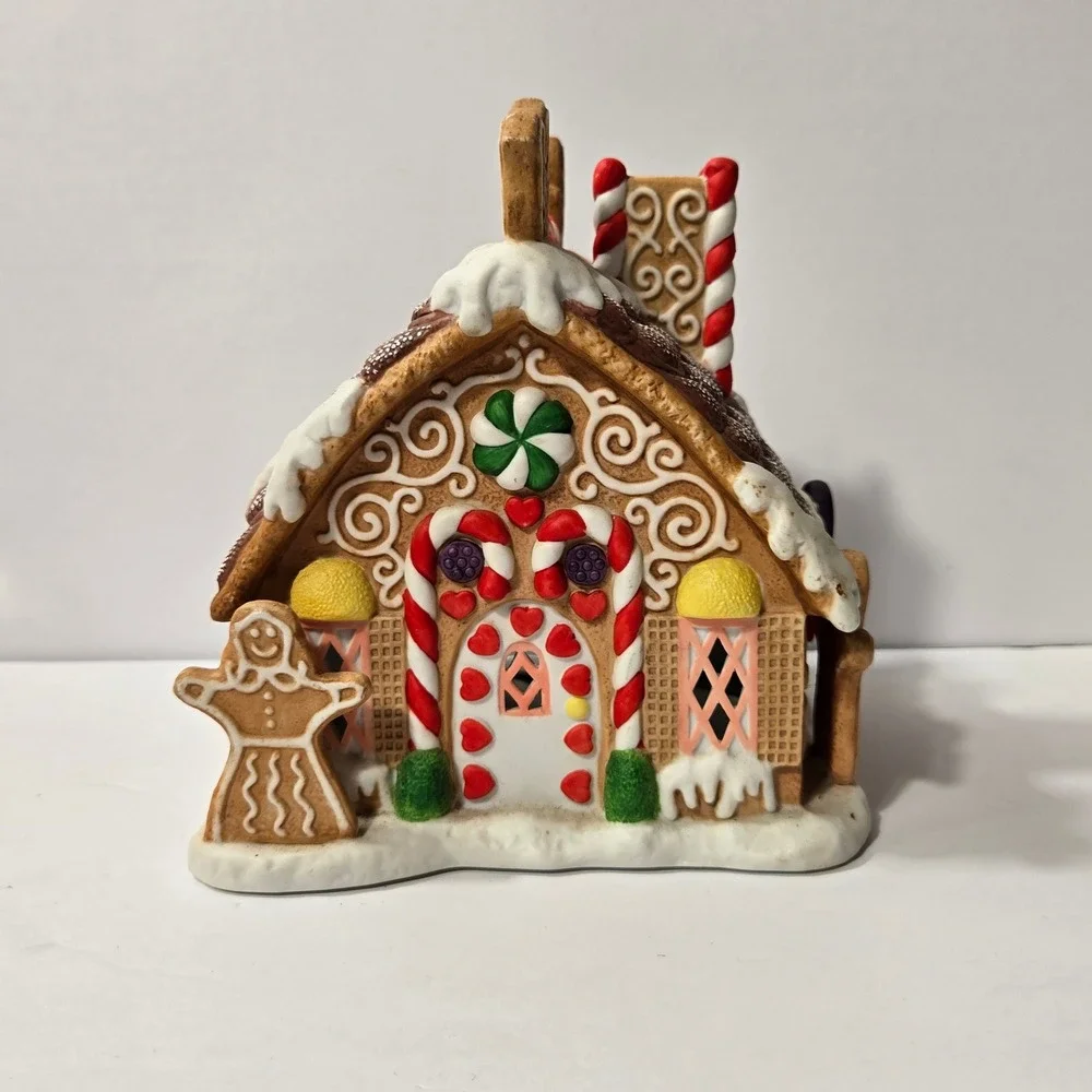 PartyLite Gingerbread House Tealight Candle Holder Ceramic Christmas Village